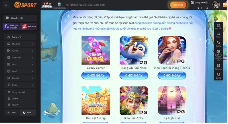 Game slot tại Vsport được nhiều người yêu thích